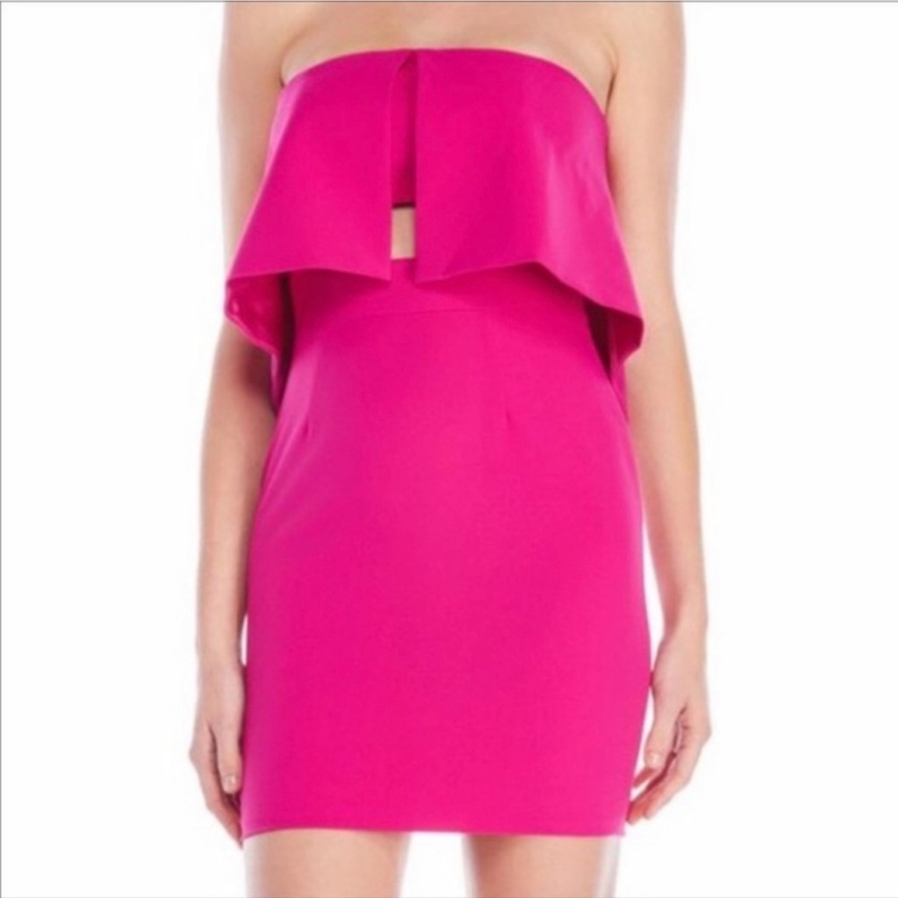 Jay‎ Godfrey Hot Pink Pop Over Strapless Mini Dress Size 2 Barbiecore